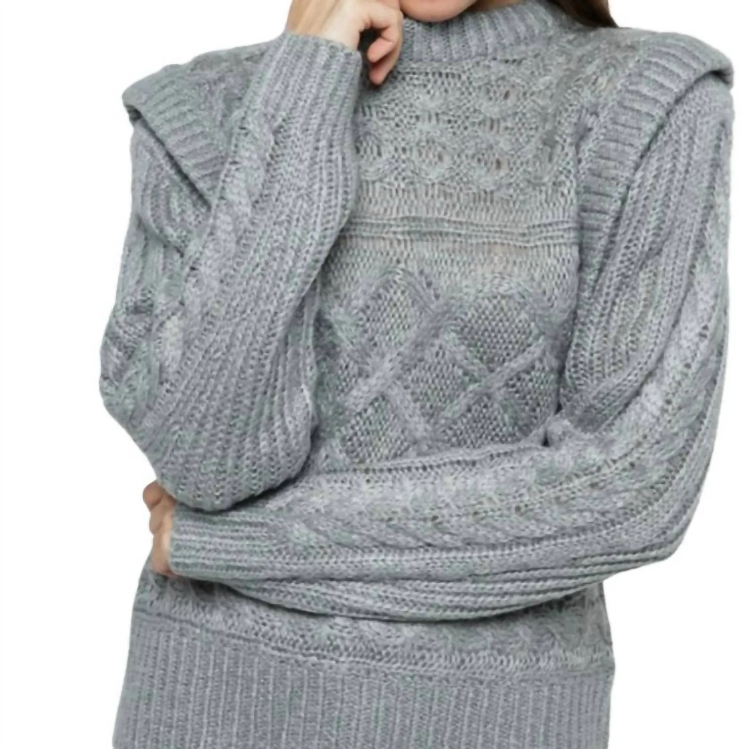 &Merci - Cable Knit Extended Shoulder Sweater