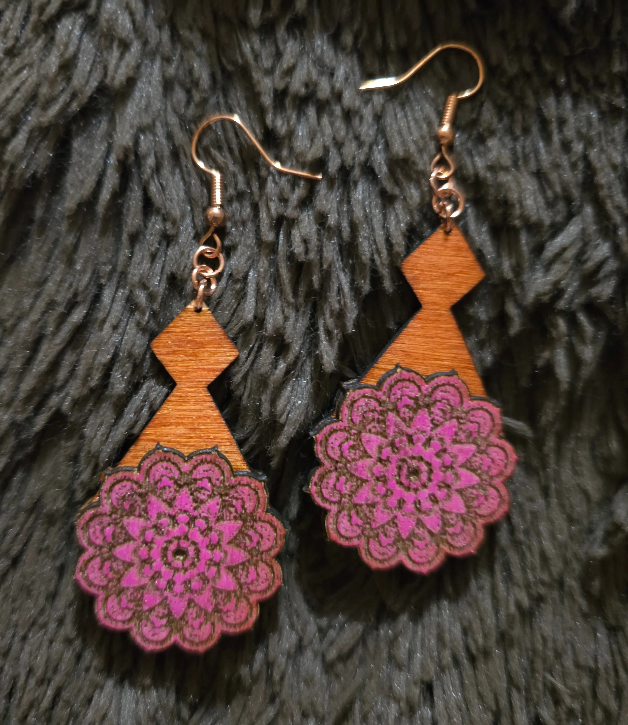Blush Mandala Magic Wooden Earrings