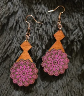 Blush Mandala Magic Wooden Earrings