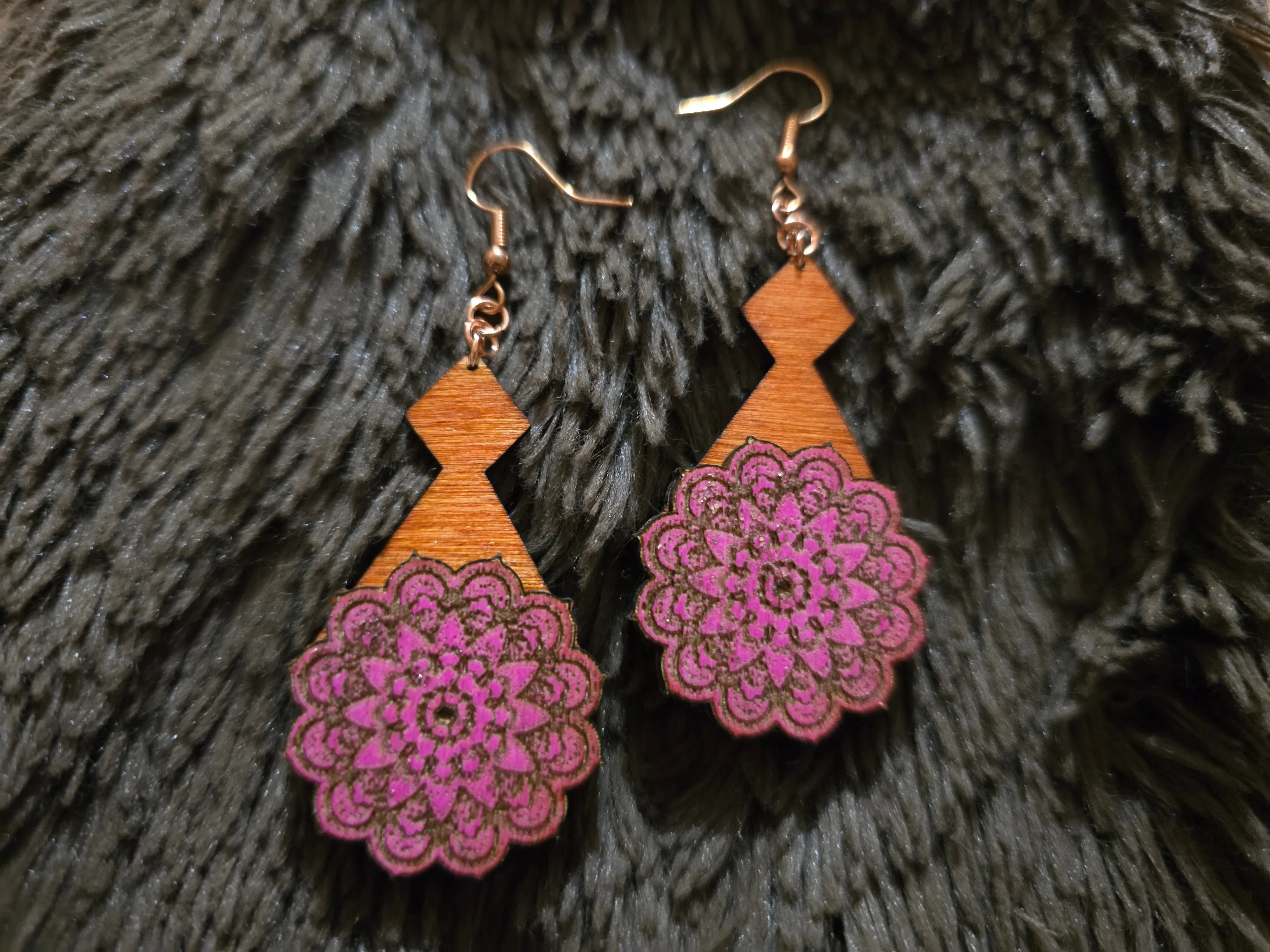 Blush Mandala Magic Wooden Earrings