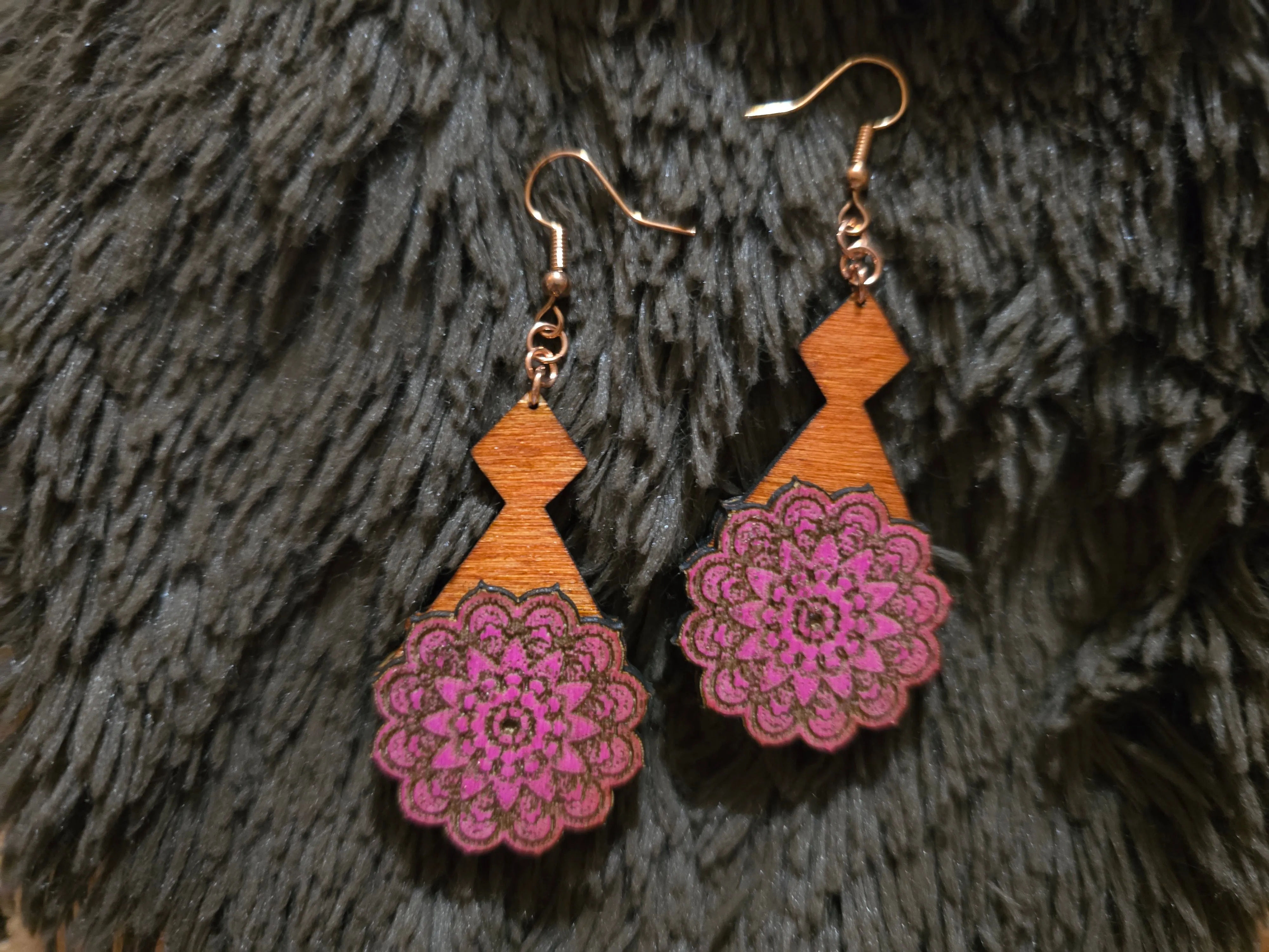 Blush Mandala Magic Wooden Earrings