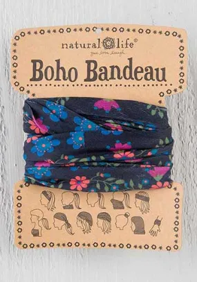 Boho Bandeau - Black Green Ivy Floral