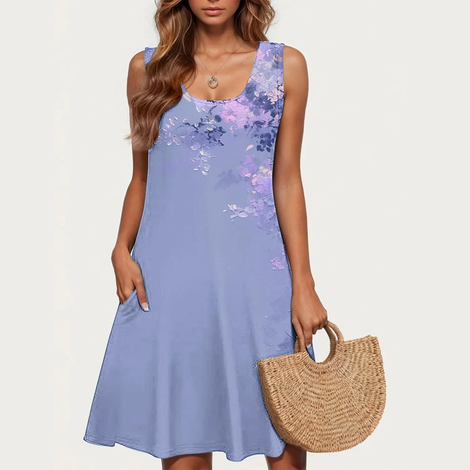 Boho Dress for Women 2025 Loose Floral Print Summer Dress Sundresses Trendy Casual Comfortable Soft Outing Dress