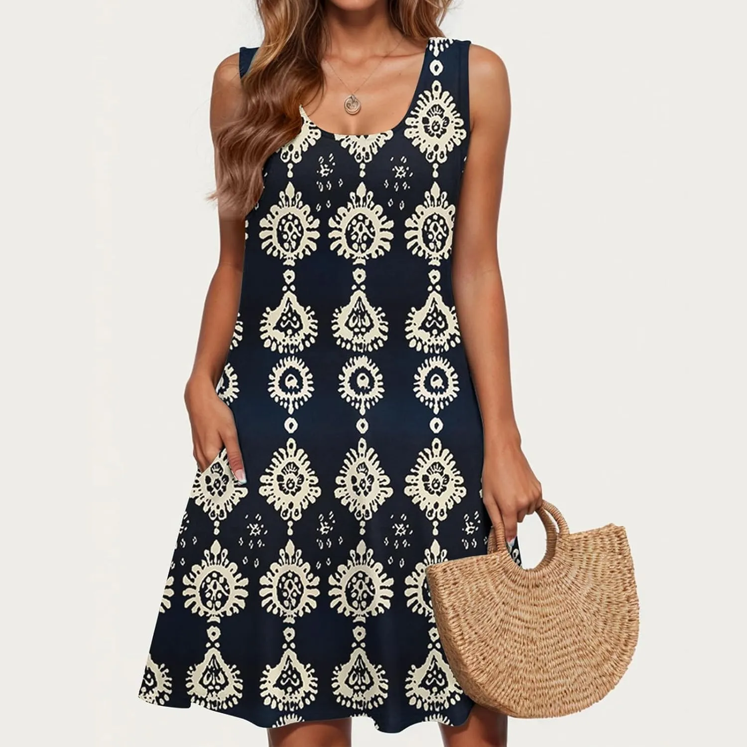 Boho Dress for Women 2025 Loose Floral Print Summer Dress Sundresses Trendy Casual Comfortable Soft Outing Dress