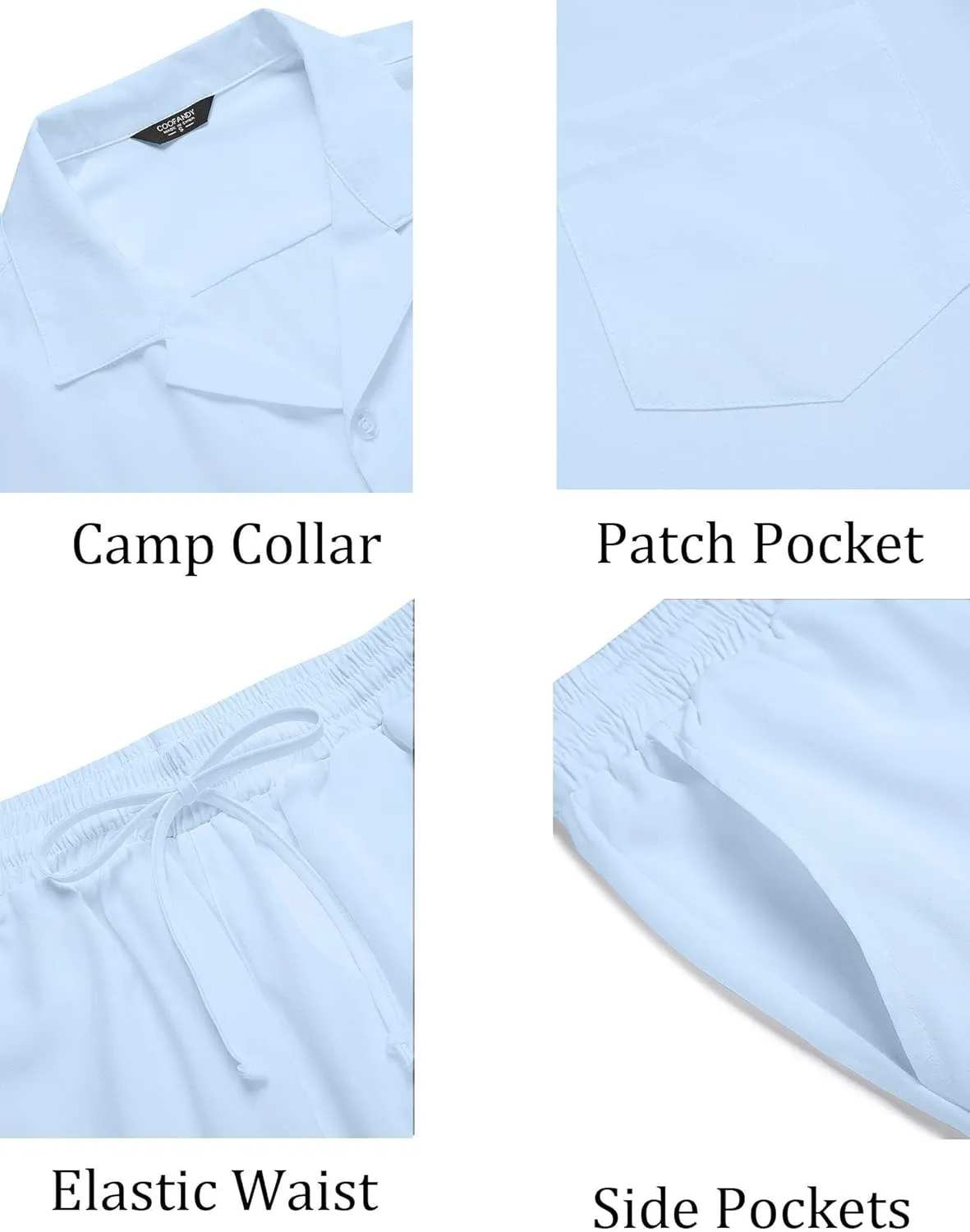 COOFANDY Men's 2 Pieces Shirt Set Short Sleeve Button Down Casual Hippie Holiday Beach T-Shirts Shorts Outfits