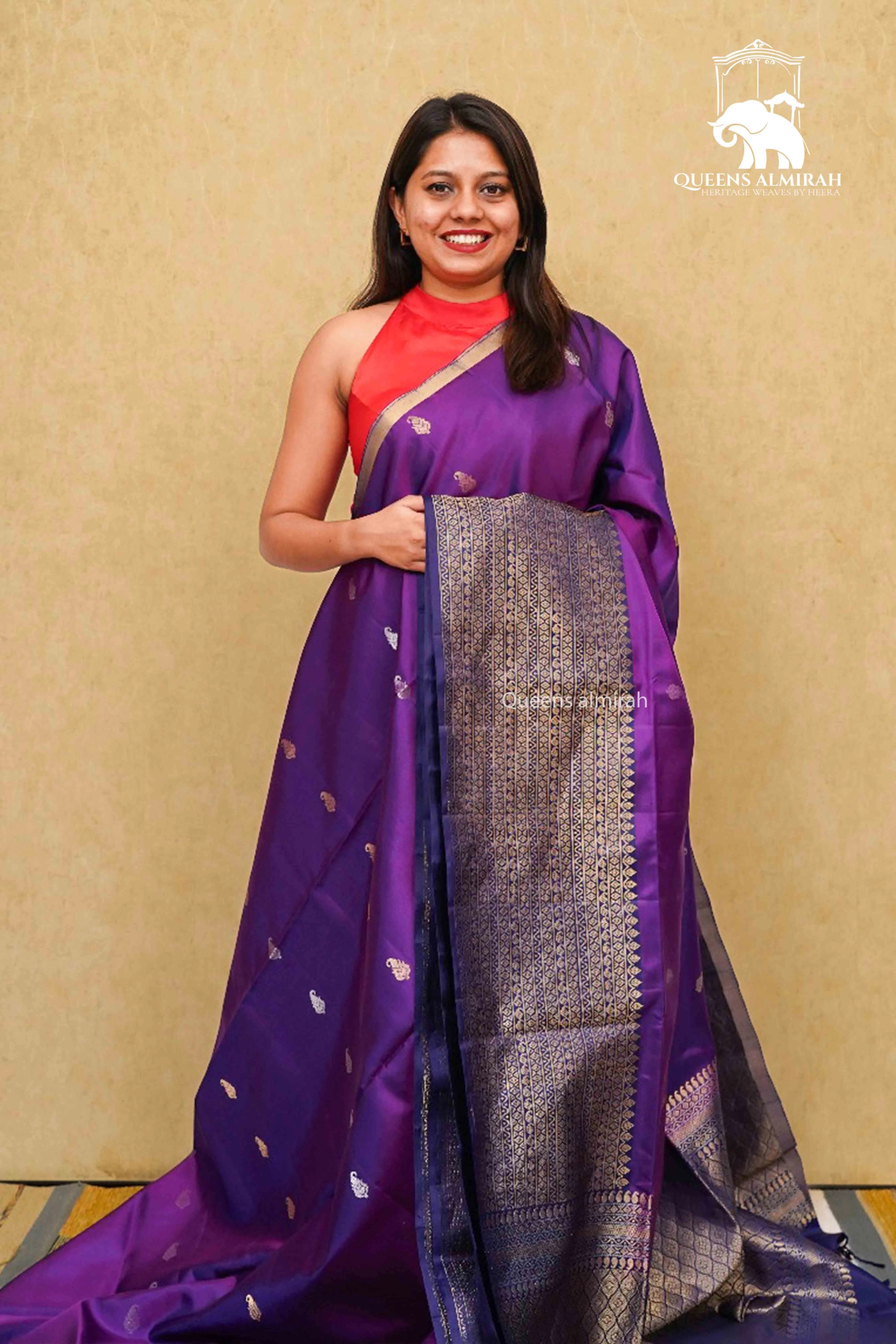 DARK PURPLE WITH WOVEN BORDER SOFT SILK SAREE