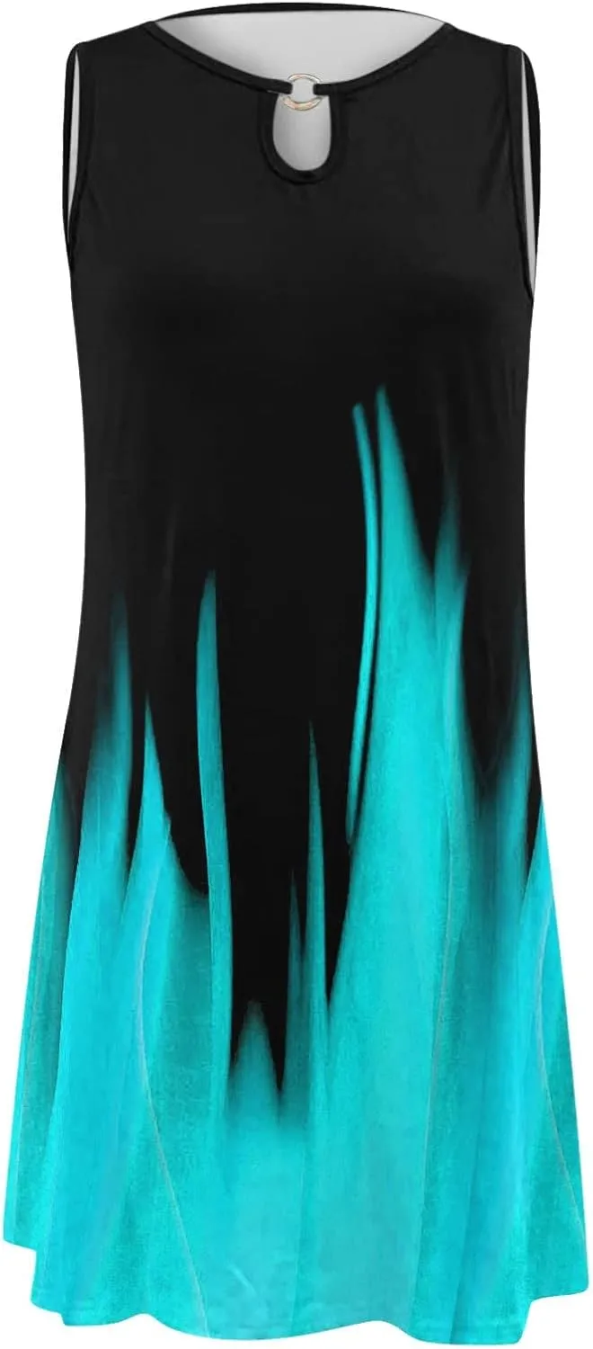Dresses for Women 2024 Casual Short Sundress Printed Crewneck Sleeveless Tank Dress A Line Sun Dress Summer Dresses