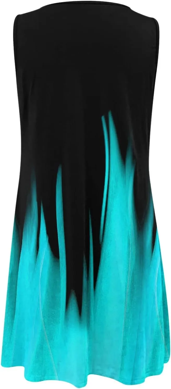 Dresses for Women 2024 Casual Short Sundress Printed Crewneck Sleeveless Tank Dress A Line Sun Dress Summer Dresses