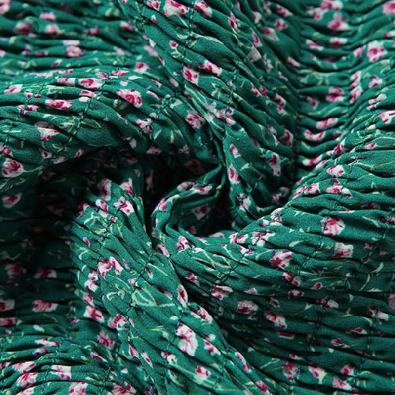 Dunnmall Retro Green Floral Print Sundress