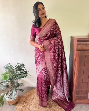 Ephemeral Purple Soft Silk Saree With Desultory Blouse Piece