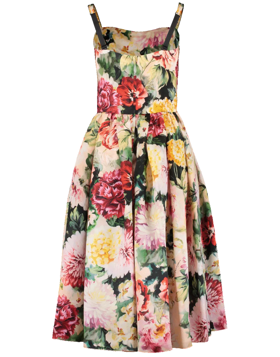 Fitted Floral Organza Dress