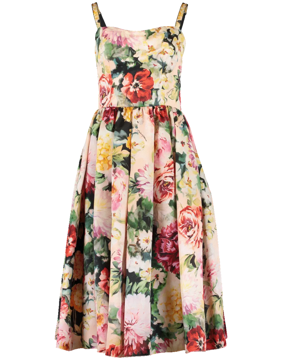 Fitted Floral Organza Dress