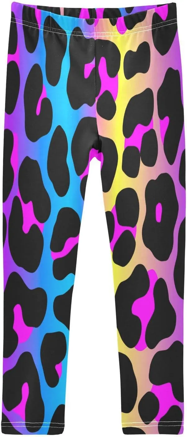 Girls' Leggings Neon Light Gradient Leopard Toddler Kids Stretch Yoga Pants Tights Dance Athletic Long Pants 4T
