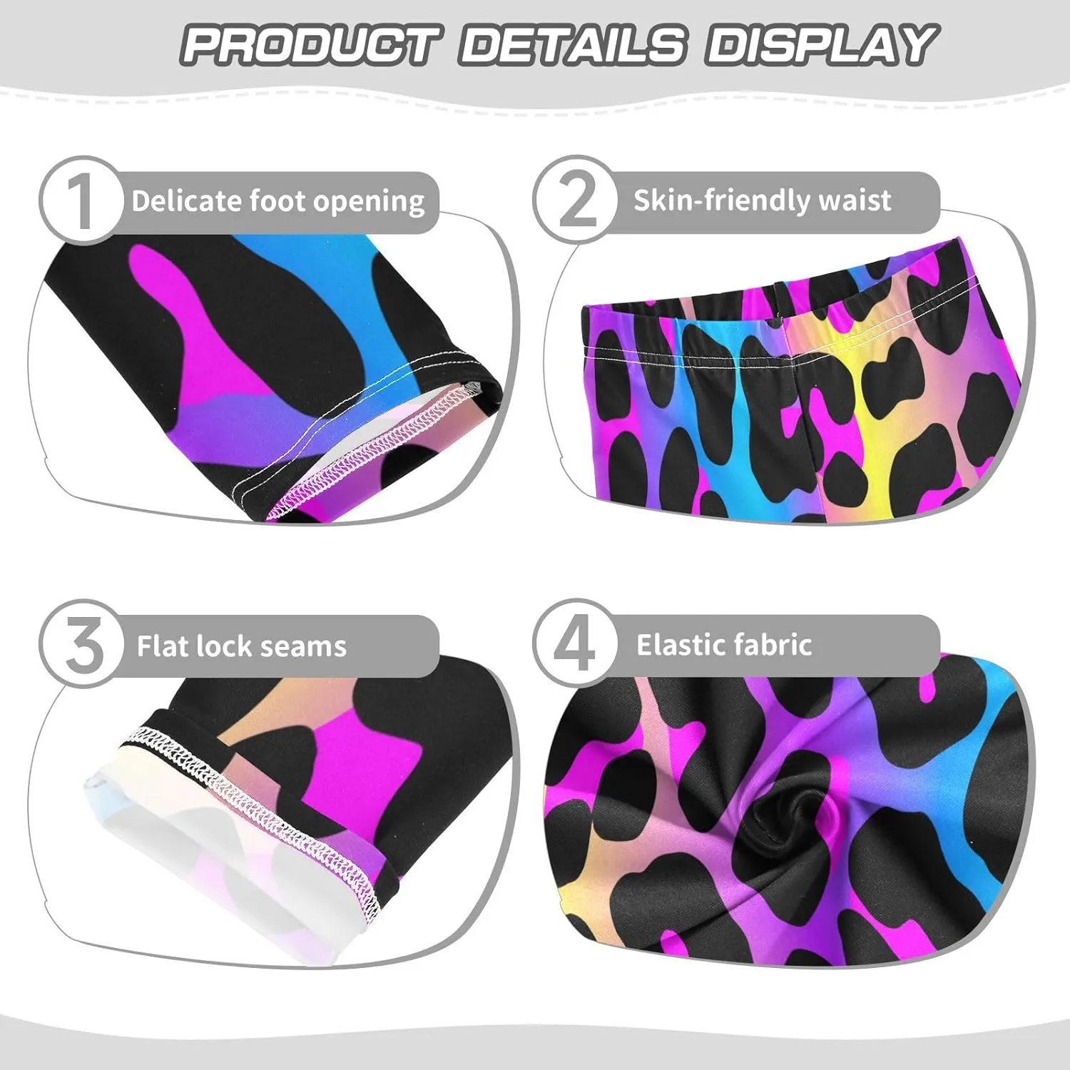 Girls' Leggings Neon Light Gradient Leopard Toddler Kids Stretch Yoga Pants Tights Dance Athletic Long Pants 4T