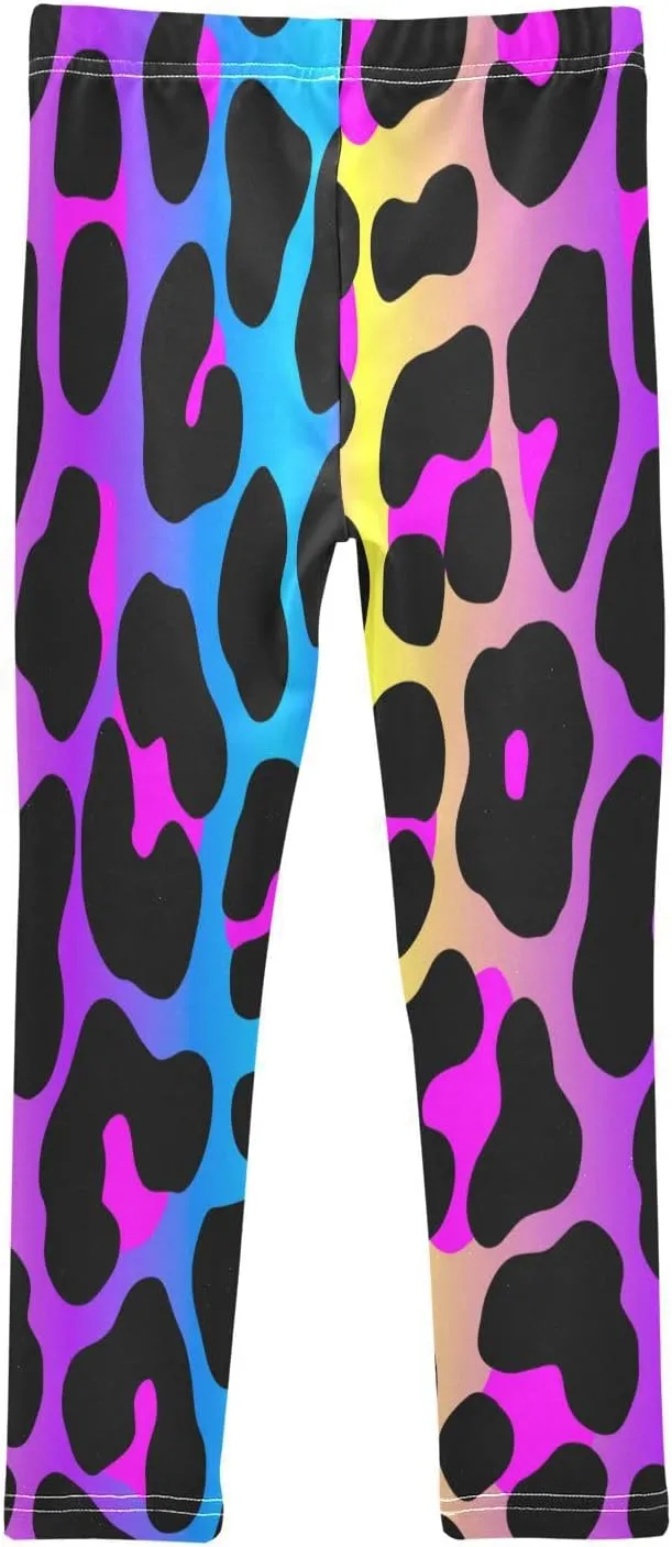 Girls' Leggings Neon Light Gradient Leopard Toddler Kids Stretch Yoga Pants Tights Dance Athletic Long Pants 4T