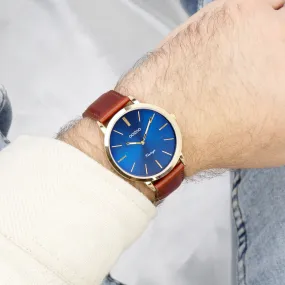 Gold coloured OOZOO watch with brown  leather strap - C20388