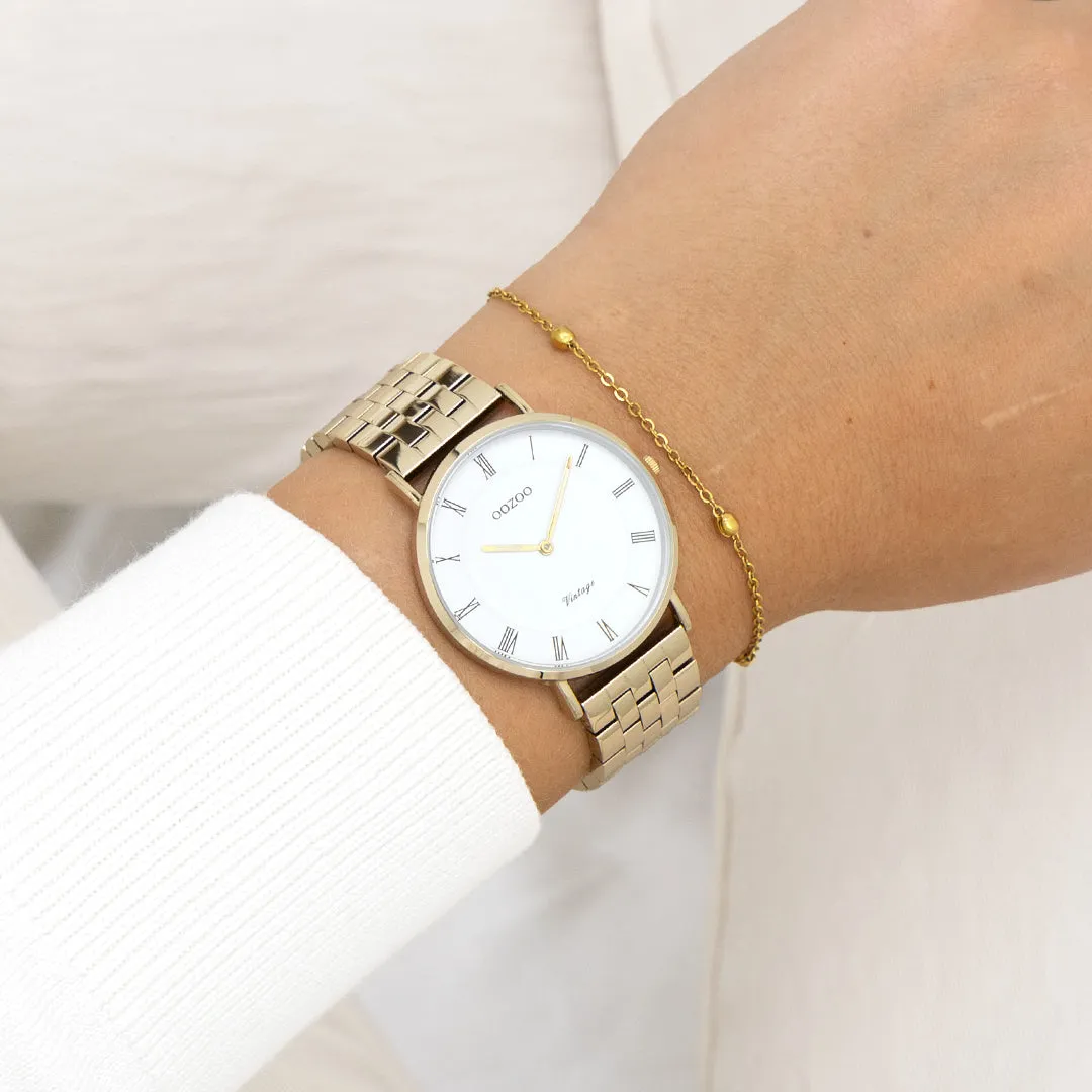 Gold coloured OOZOO watch with gold coloured stainless steel bracelet - C20369