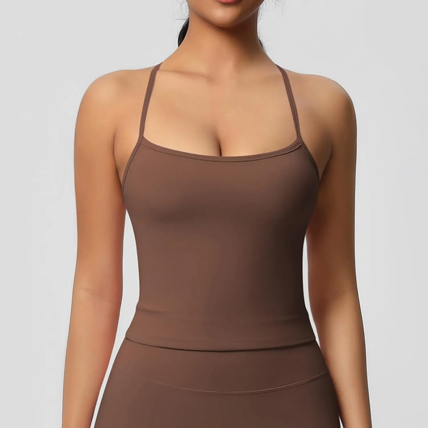 HGps8w Women's Spaghetti Straps Workout Tank Top Sleeveless Casual 2025 Summer Quick Dry Breathable Athletic Yoga Shirts