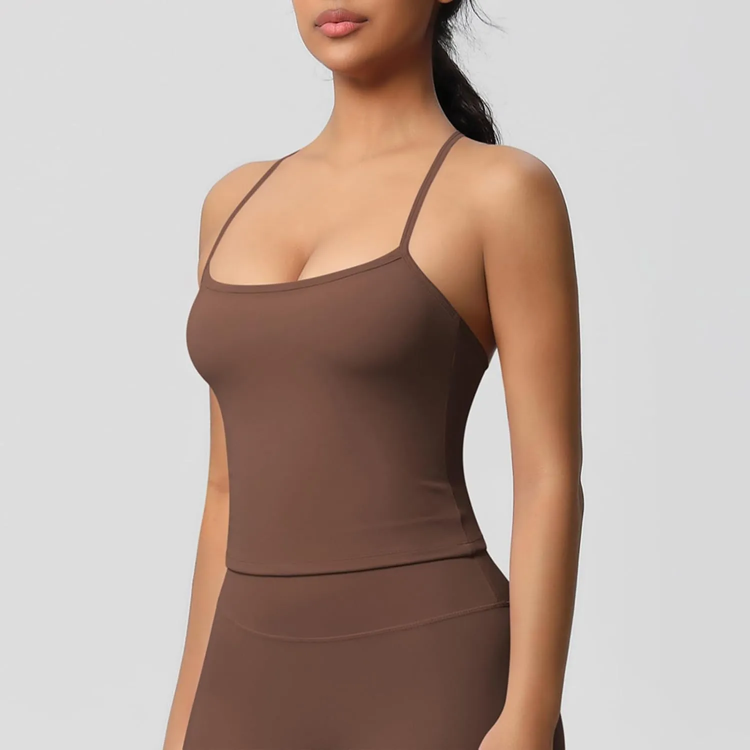 HGps8w Women's Spaghetti Straps Workout Tank Top Sleeveless Casual 2025 Summer Quick Dry Breathable Athletic Yoga Shirts