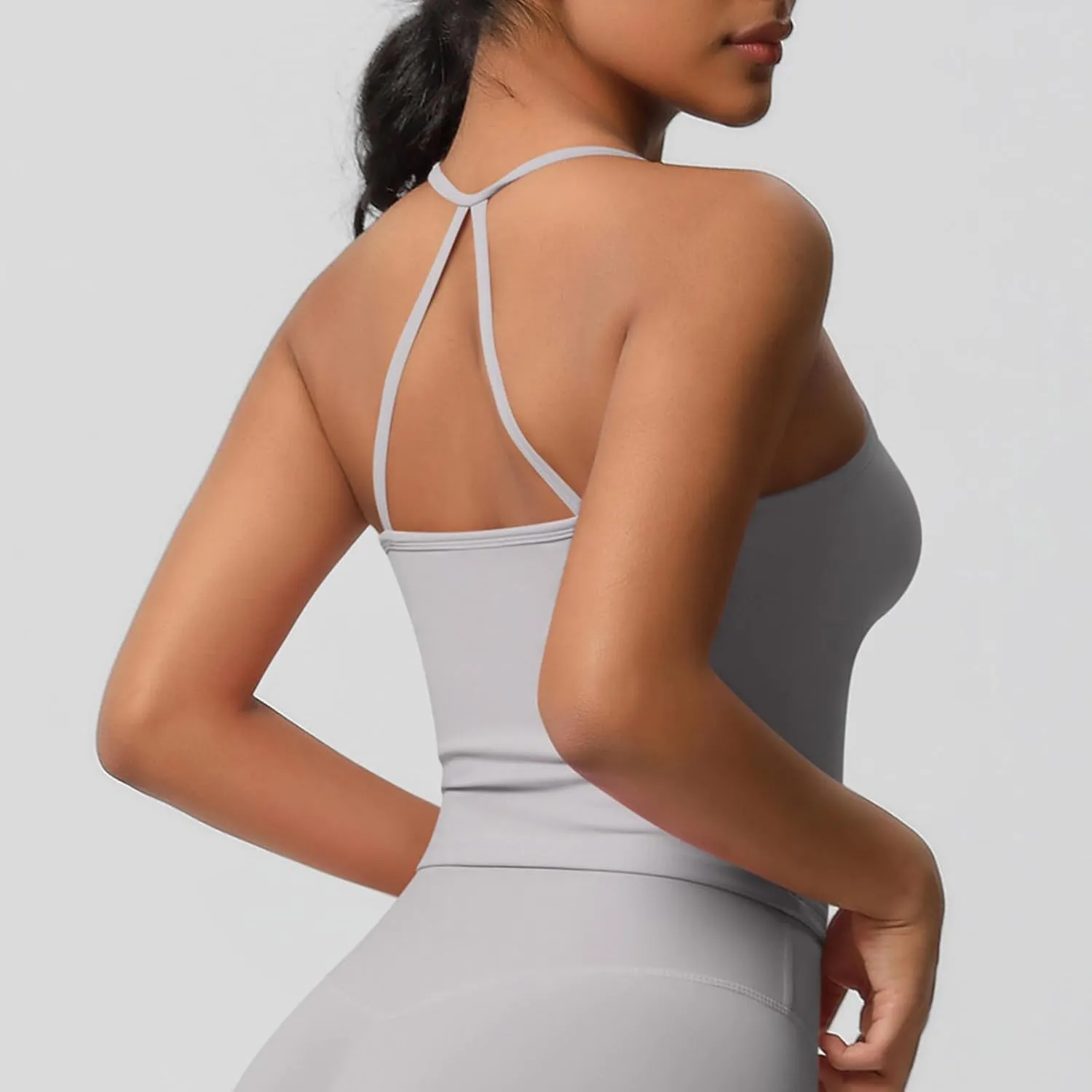 HGps8w Women's Spaghetti Straps Workout Tank Top Sleeveless Casual 2025 Summer Quick Dry Breathable Athletic Yoga Shirts