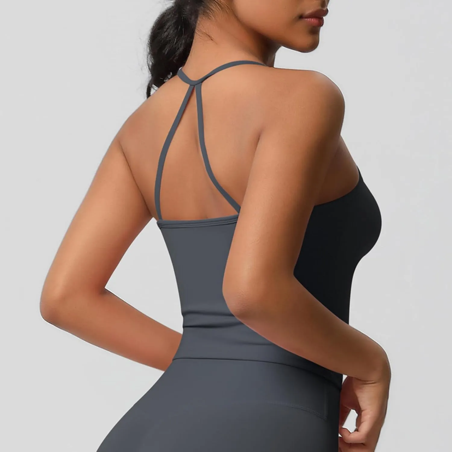 HGps8w Women's Spaghetti Straps Workout Tank Top Sleeveless Casual 2025 Summer Quick Dry Breathable Athletic Yoga Shirts