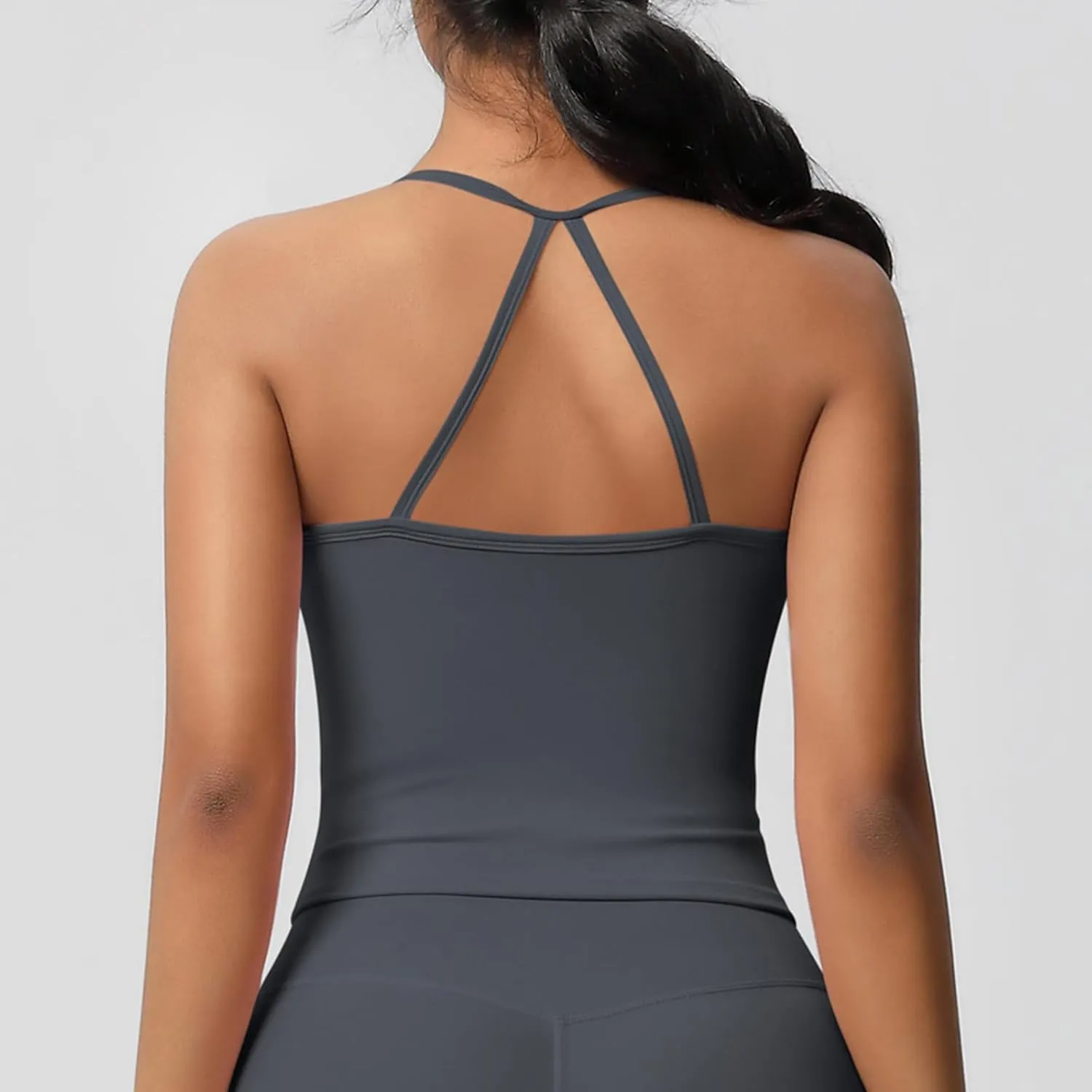 HGps8w Women's Spaghetti Straps Workout Tank Top Sleeveless Casual 2025 Summer Quick Dry Breathable Athletic Yoga Shirts