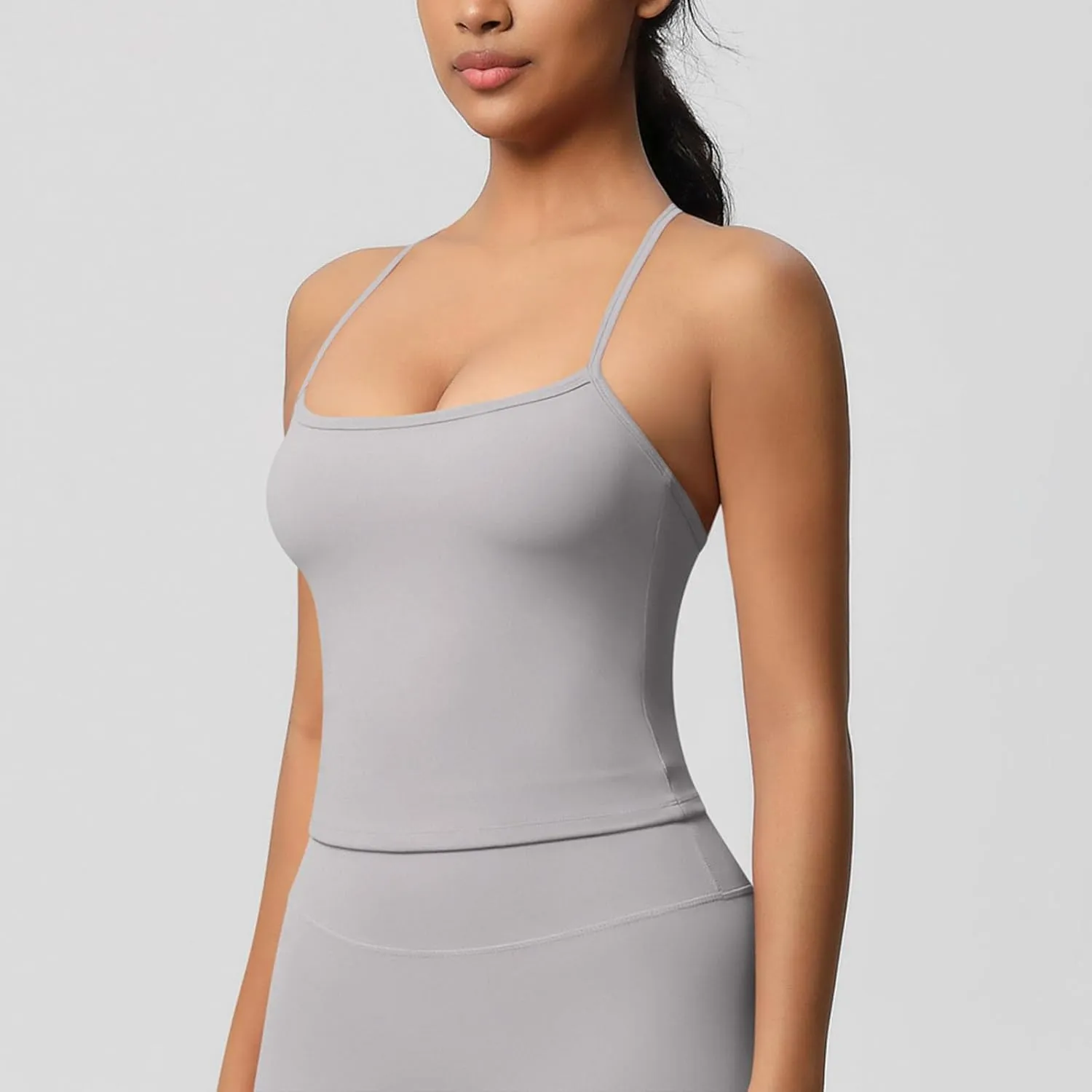 HGps8w Women's Spaghetti Straps Workout Tank Top Sleeveless Casual 2025 Summer Quick Dry Breathable Athletic Yoga Shirts