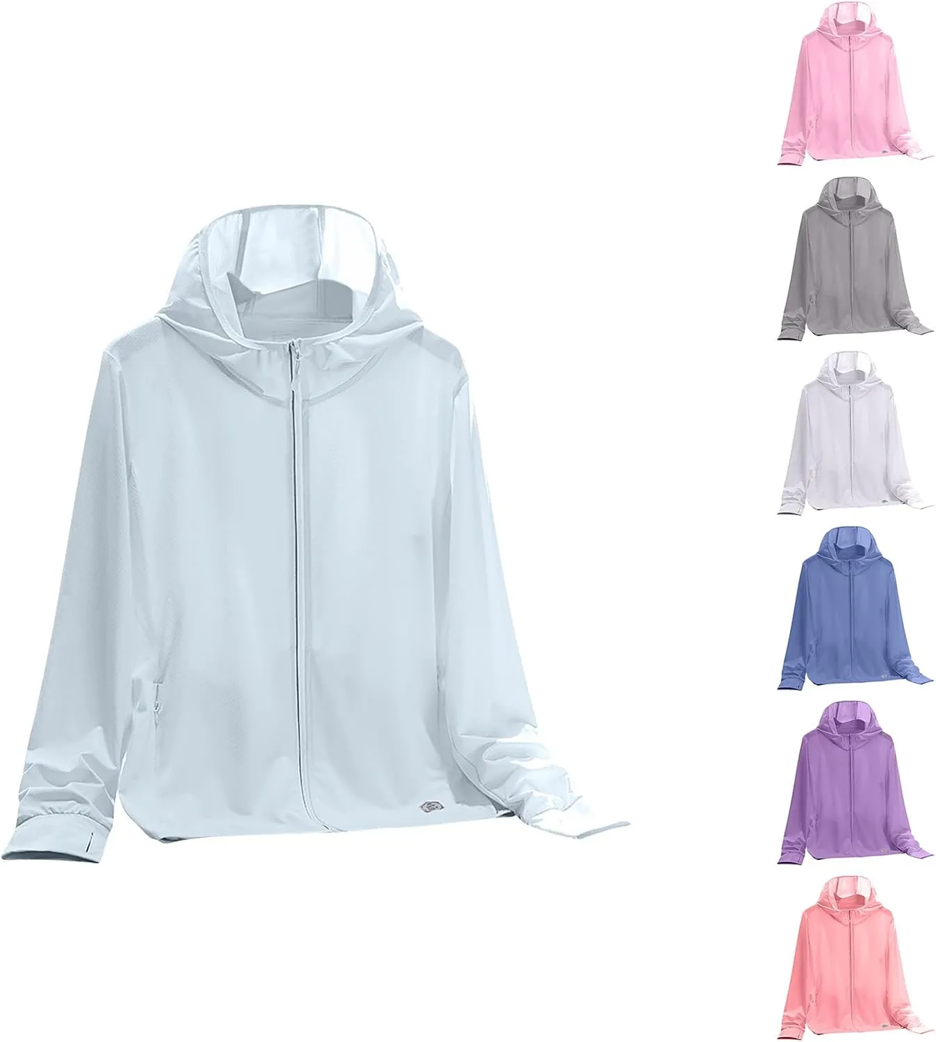 HGps8w Women's UPF 50  Sun Protection Hoodie Jacket Breathable Summer Reflective Lightweight Long Sleeve Hiking Sun Shirt