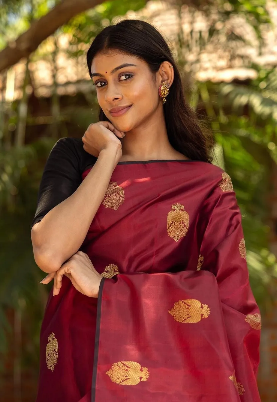 Innovative Maroon Soft Silk Saree With Precious Blouse Piece