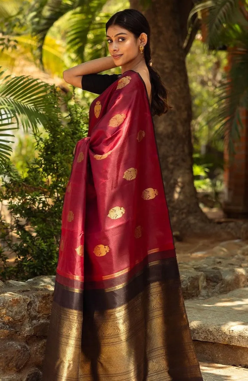 Innovative Maroon Soft Silk Saree With Precious Blouse Piece