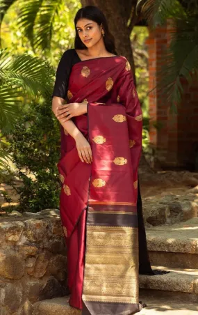 Innovative Maroon Soft Silk Saree With Precious Blouse Piece