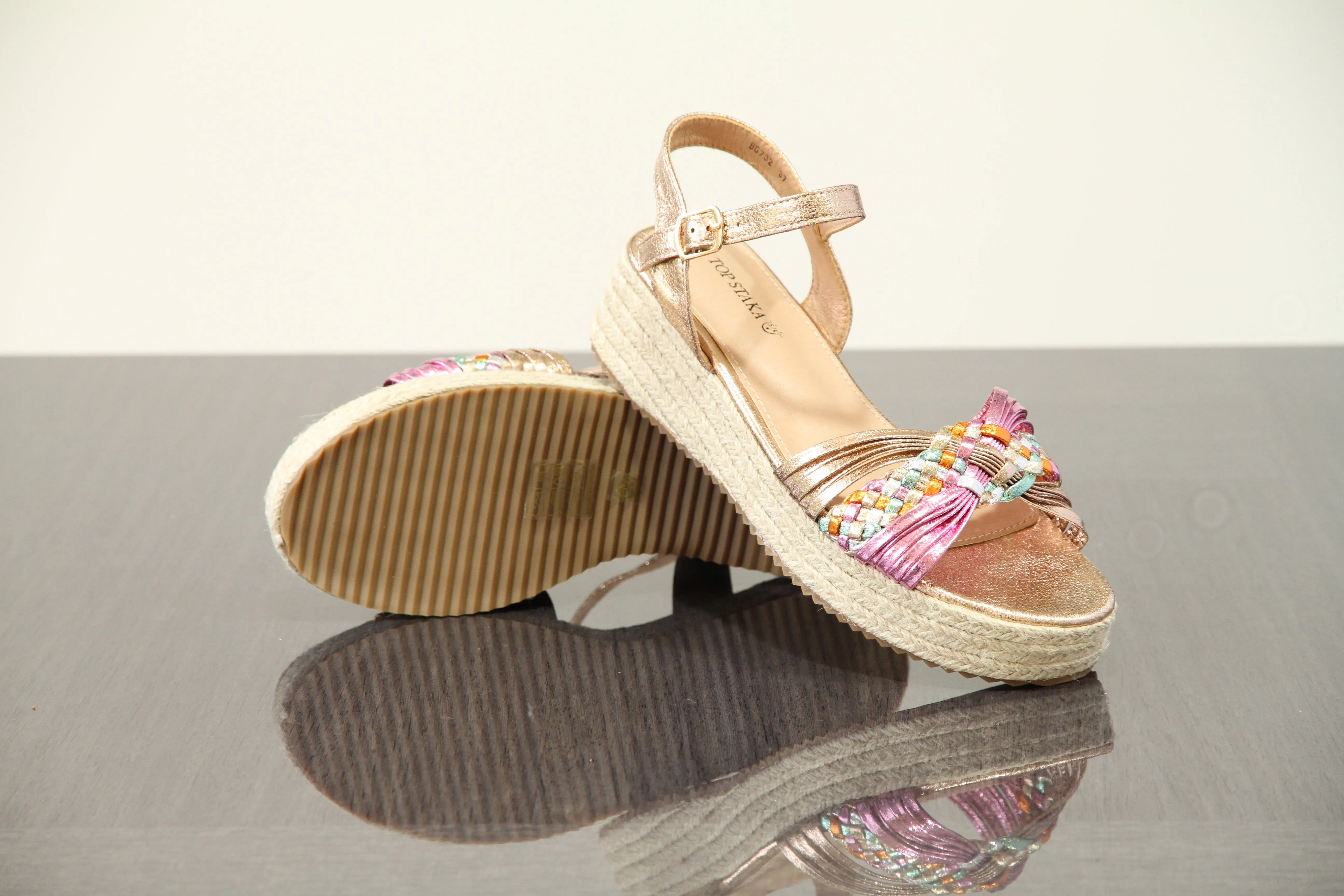 IVACHY Women's Braided Wedge Sandals - Espadrille Platform- Comfortable 4cm Heel, Adjustable Buckle Closure BG-732