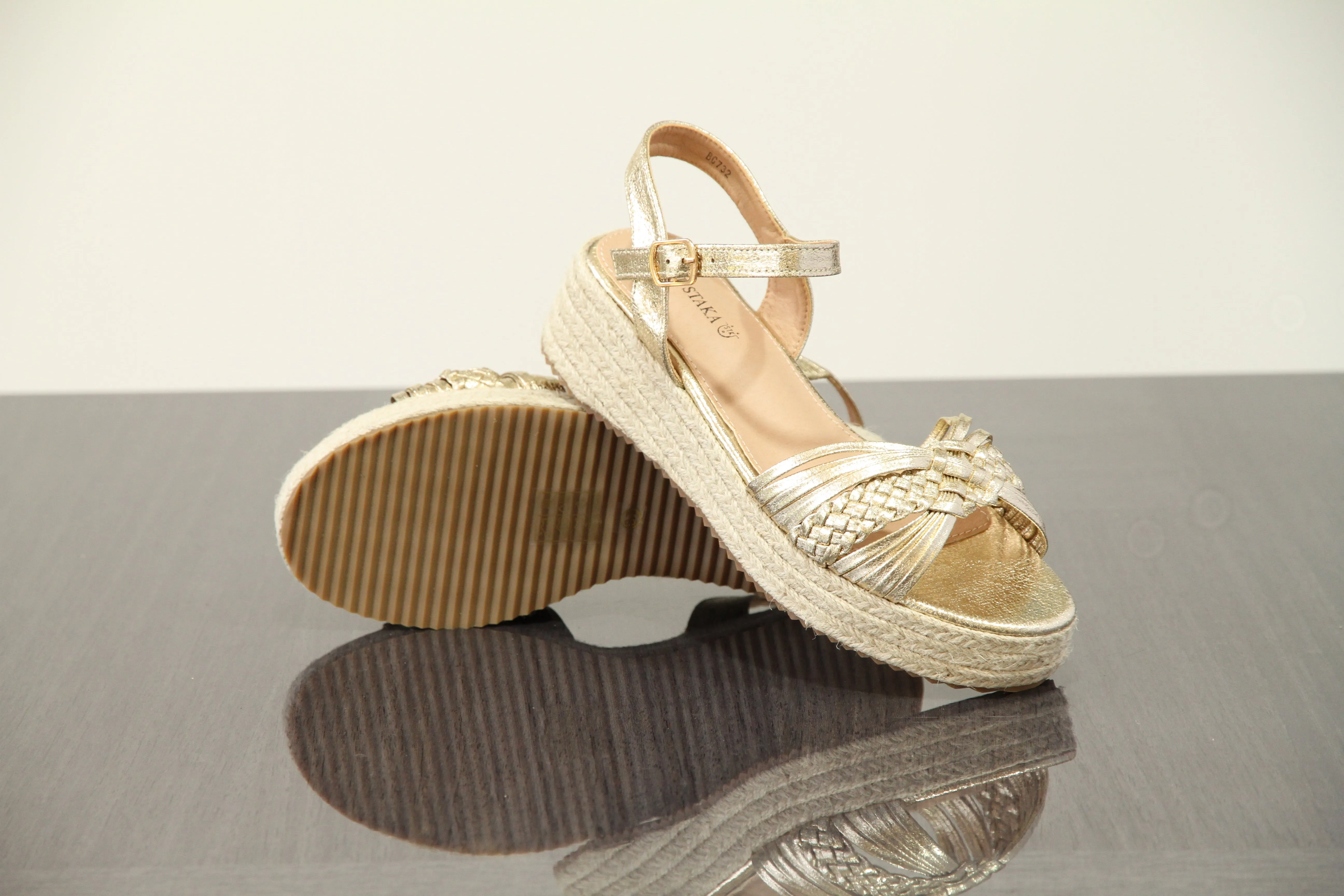 IVACHY Women's Braided Wedge Sandals - Espadrille Platform- Comfortable 4cm Heel, Adjustable Buckle Closure BG-732