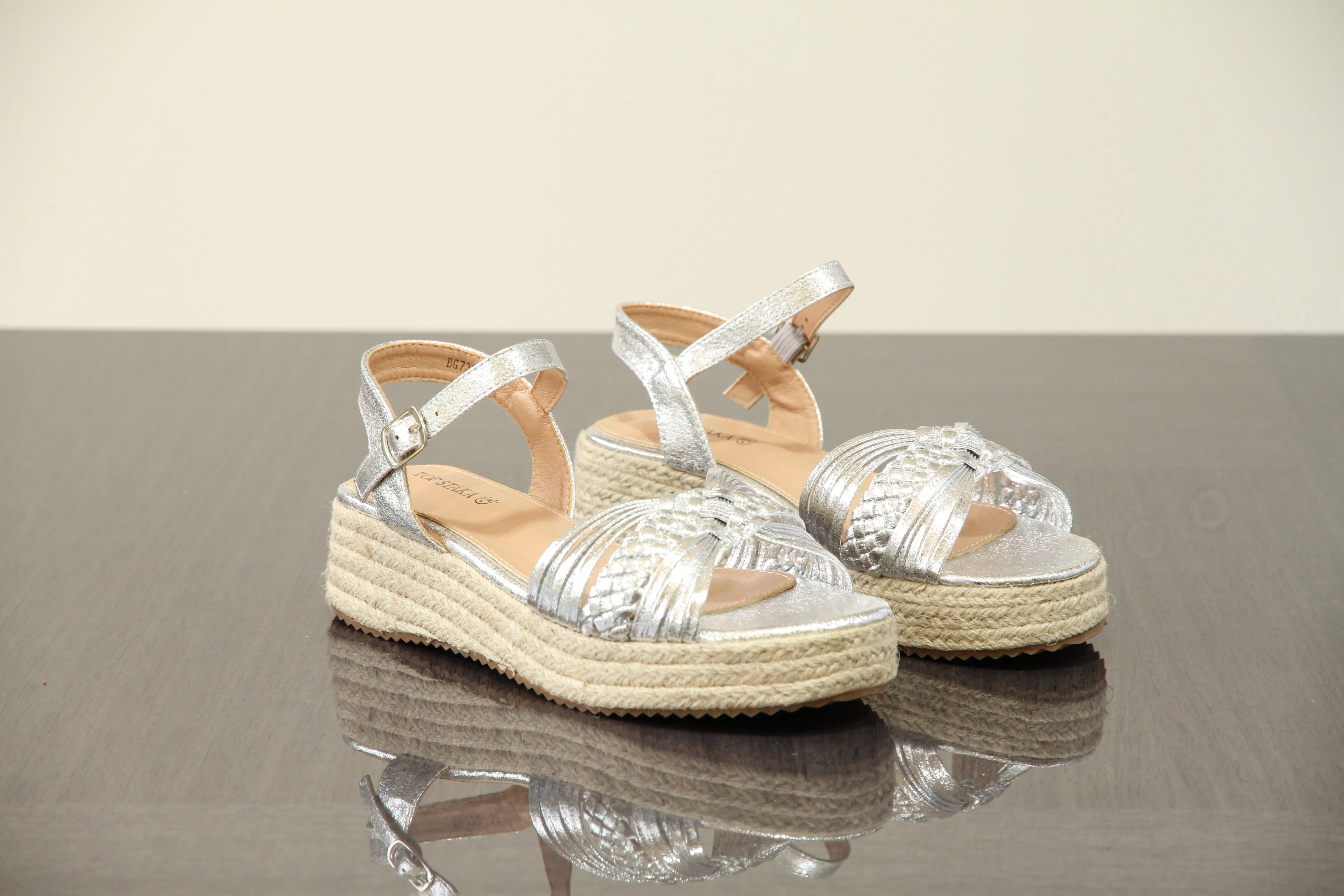 IVACHY Women's Braided Wedge Sandals - Espadrille Platform- Comfortable 4cm Heel, Adjustable Buckle Closure BG-732