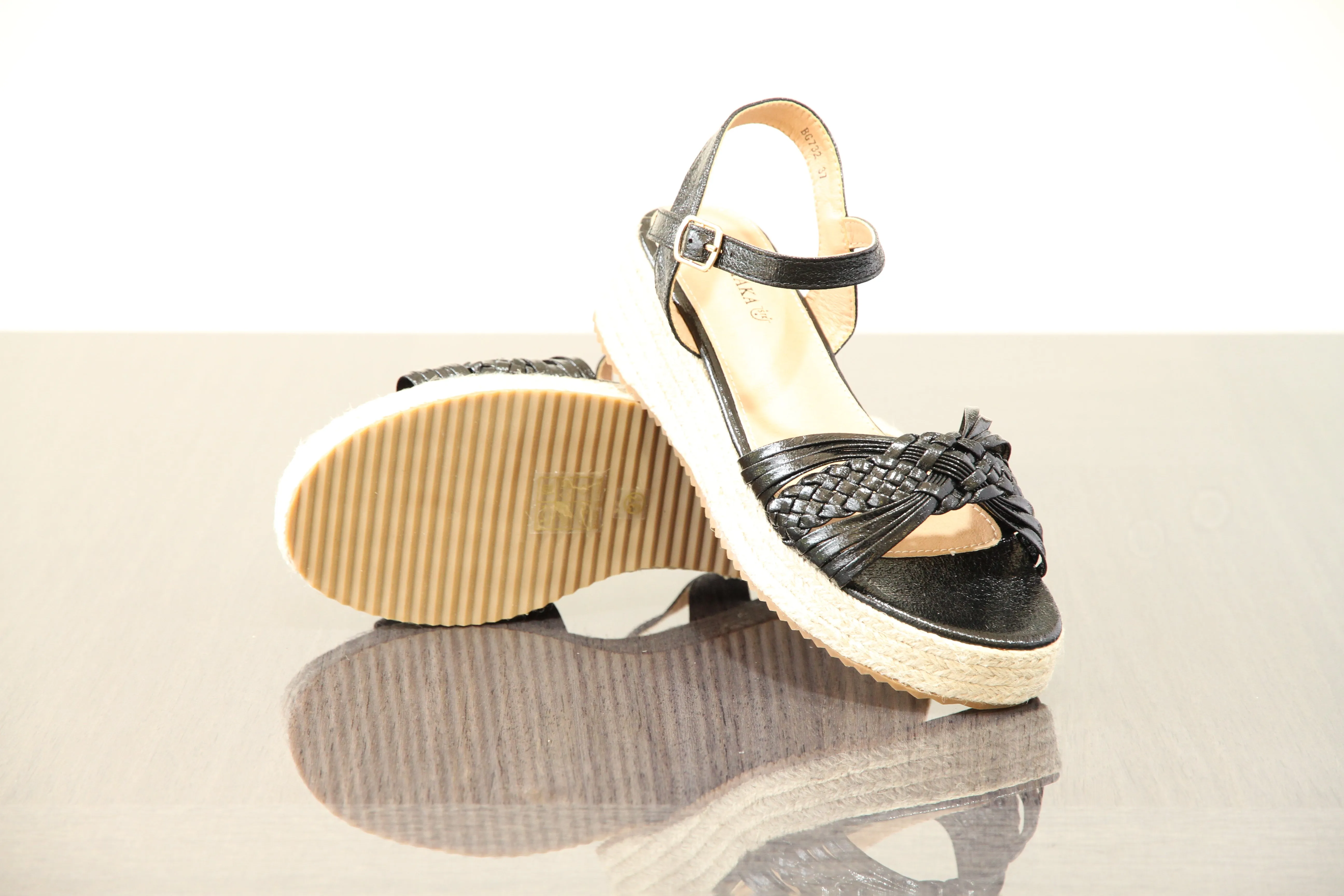 IVACHY Women's Braided Wedge Sandals - Espadrille Platform- Comfortable 4cm Heel, Adjustable Buckle Closure BG-732