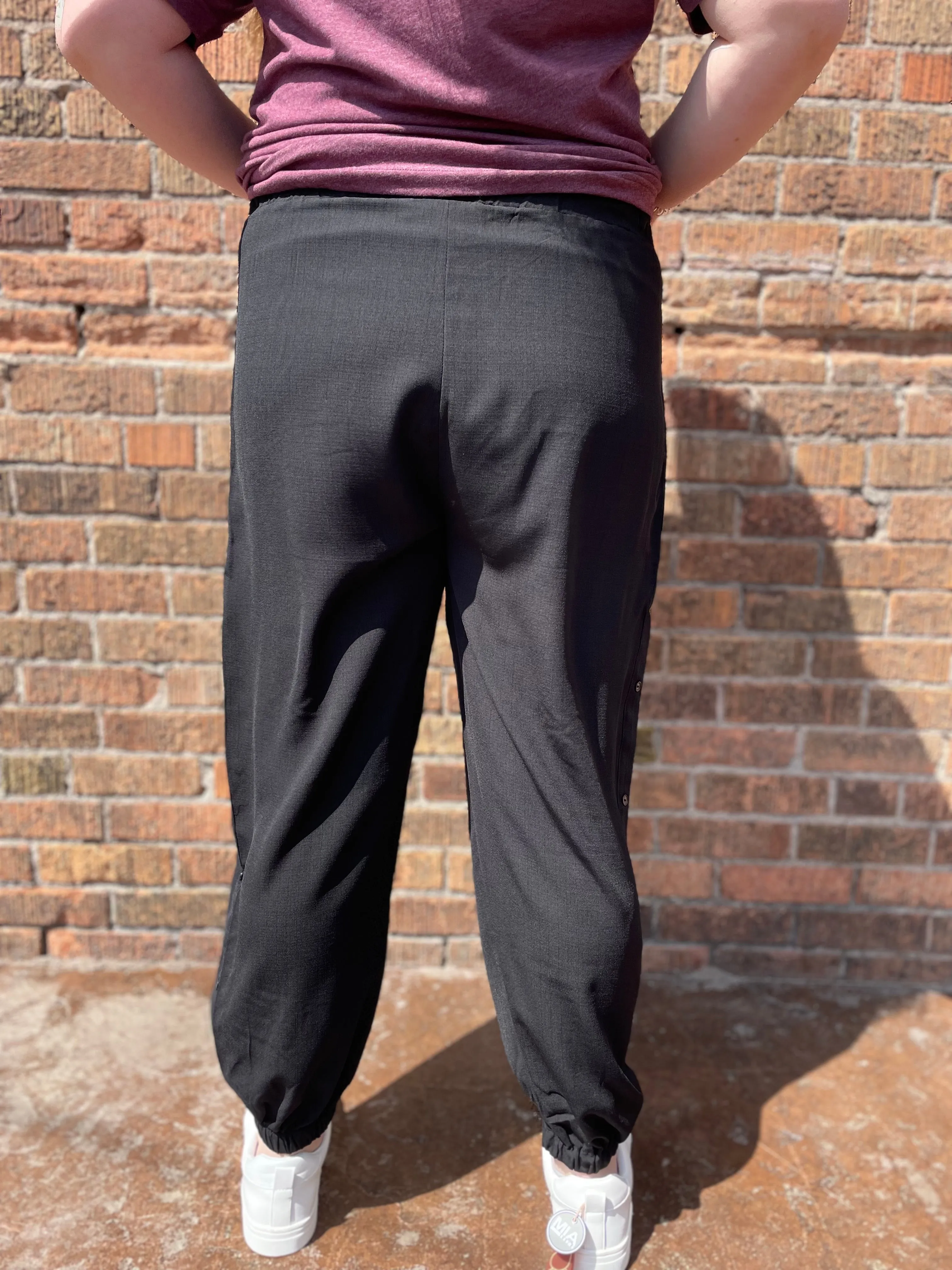 Leisure Joggers With Side Button Detail