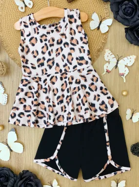 Leopard Chic Jogger Shorts Set