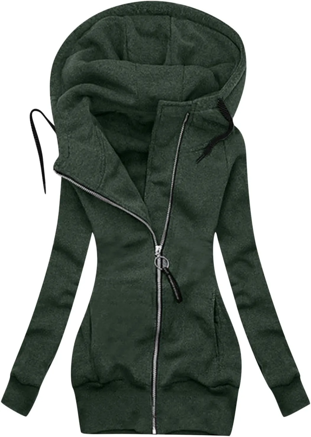 Long Lounge Hoodie for Women Party Long Sleeve Winter Comfortable Pocket Solid Hooded Stretchy Jacket