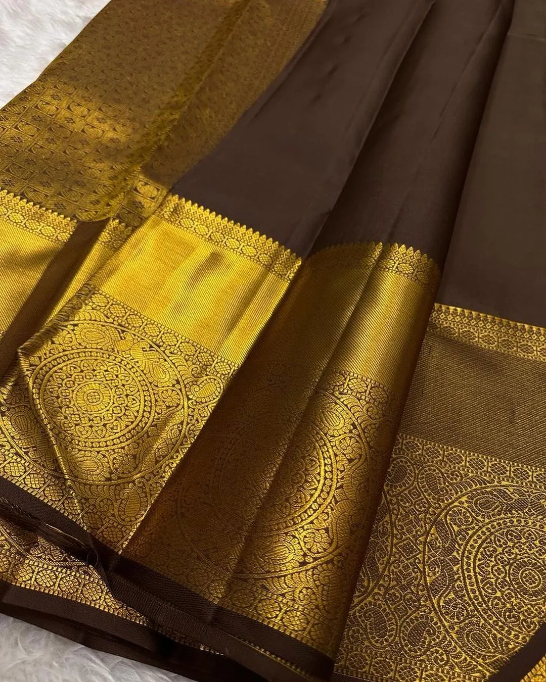 Marvellous Brown Soft Silk Saree With Desiring Blouse Piece