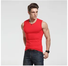 Men Cotton Tank Top Sleeveless Breathable Fitness Sporty Stretchable Tank Top