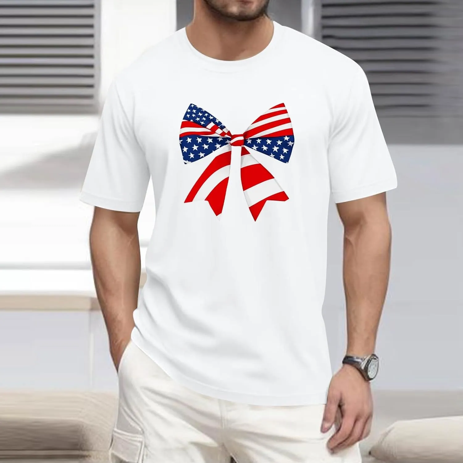 Men's American Flag Shirt Sleeve 1776 USA Graphic Dry Fit Cotton Comfortable T-Shirts July 4th Shirt