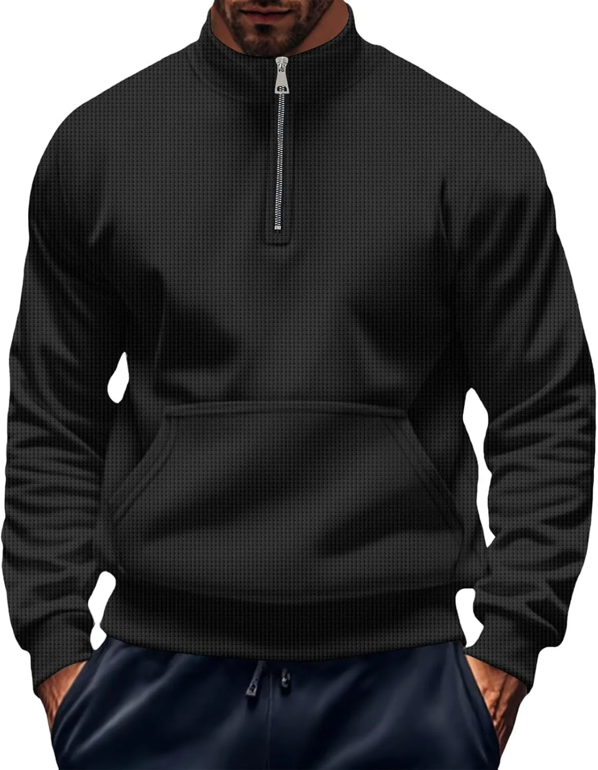 Men's Button V-Neck Sweater Long Sleeve Regular Fit Knit Pullover Sweaters Winter Comfy Soft Lightweight Casual Tops