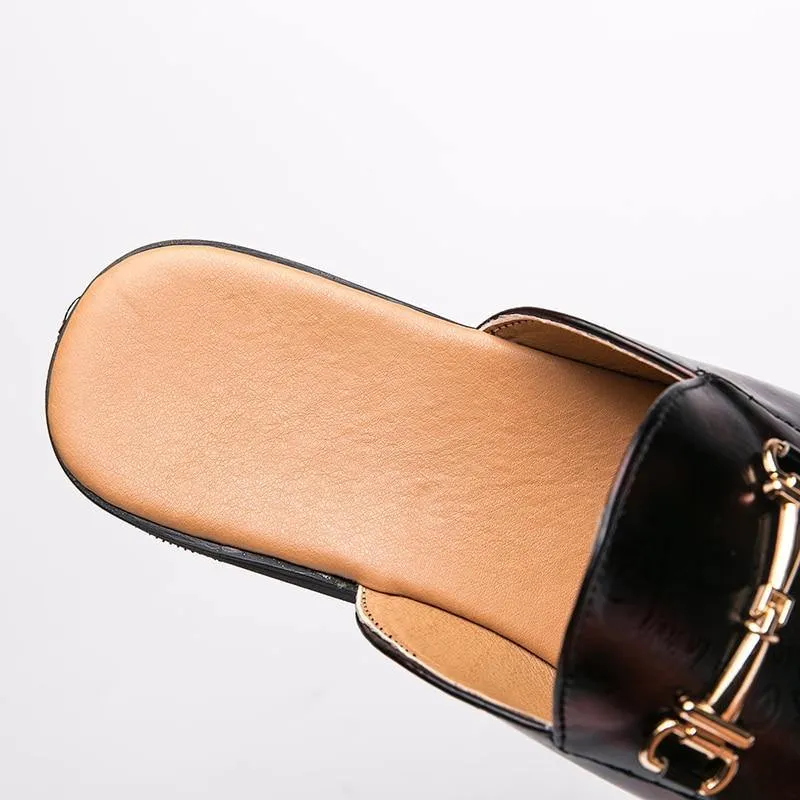 Men's Fax Leather Backless Loafers