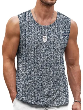Men's Retro Printed Casual Round Neck Sleeveless Tank
