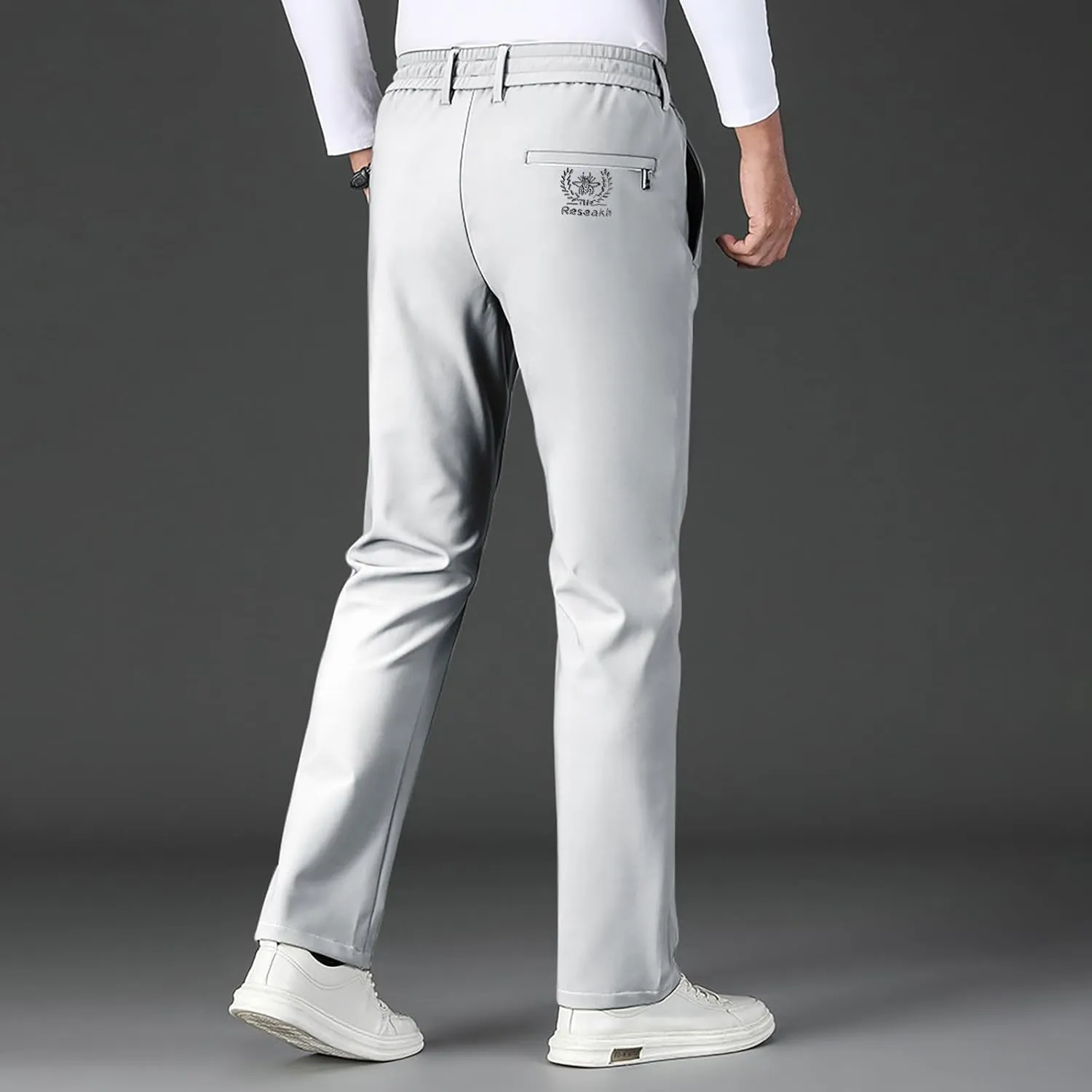 Men's Straight Leg Casual Pants Elastic Lightweight Breathable Drawstring Relaxed Daily Comfy Work Street Travel