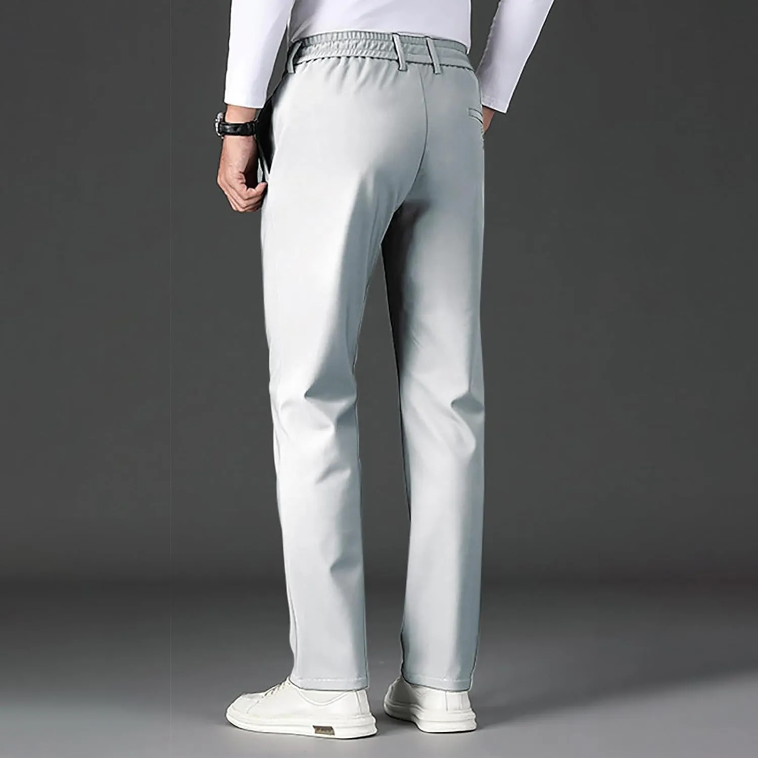 Men's Straight Leg Casual Pants Elastic Lightweight Breathable Drawstring Relaxed Daily Comfy Work Street Travel