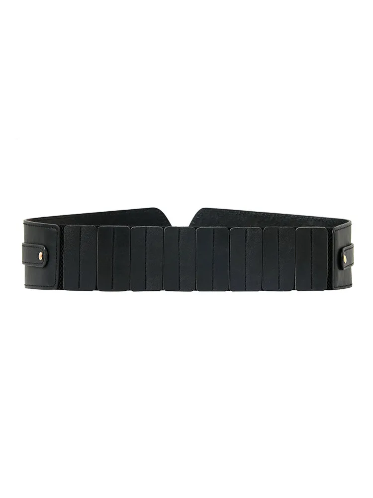 Minimalist Metal Buckle Wide Elastic Belt