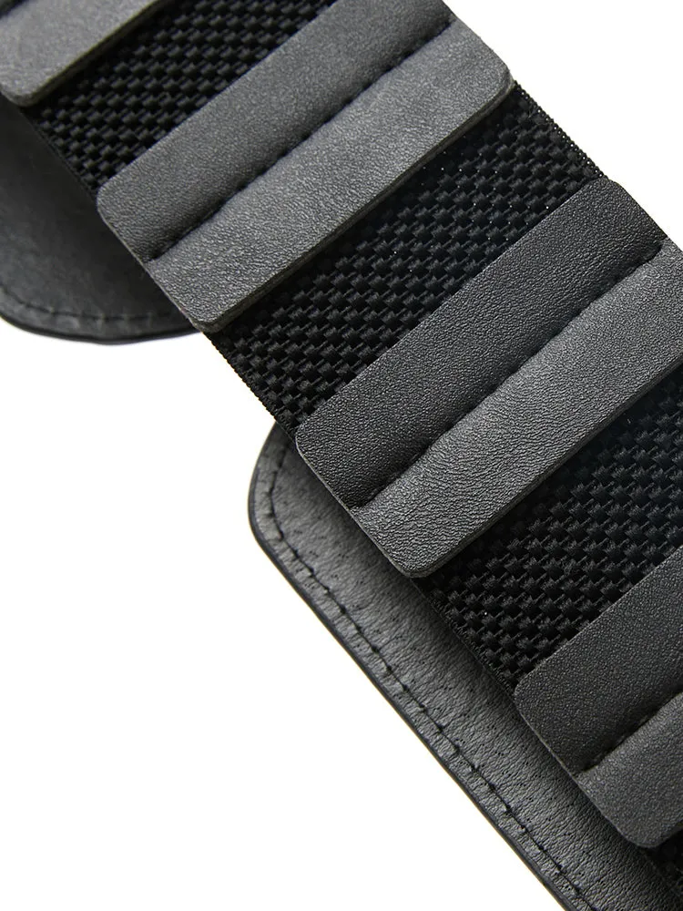 Minimalist Metal Buckle Wide Elastic Belt