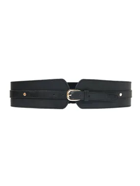 Minimalist Metal Buckle Wide Elastic Belt