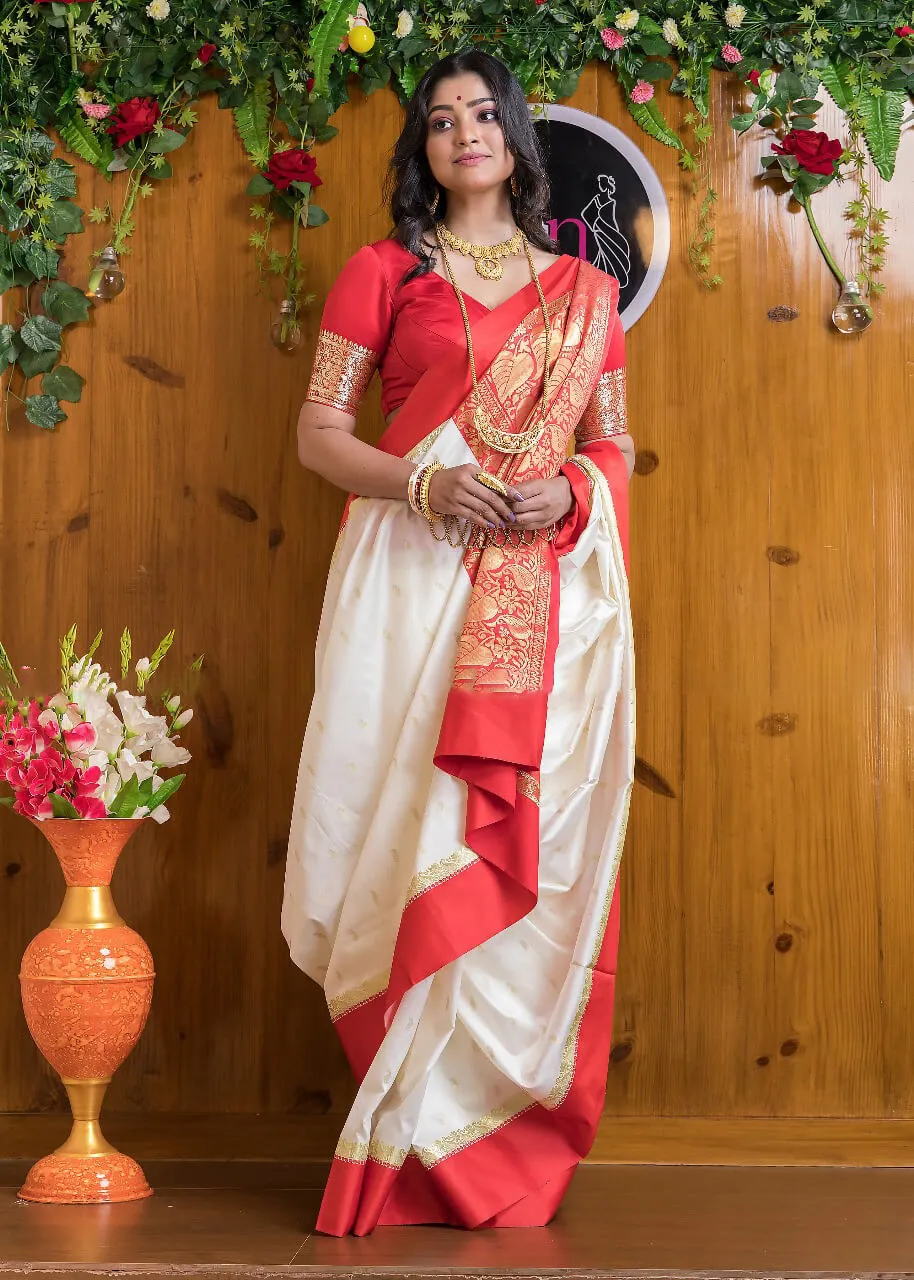 Radiant Beige Soft Silk Saree With Aplomb Blouse Piece